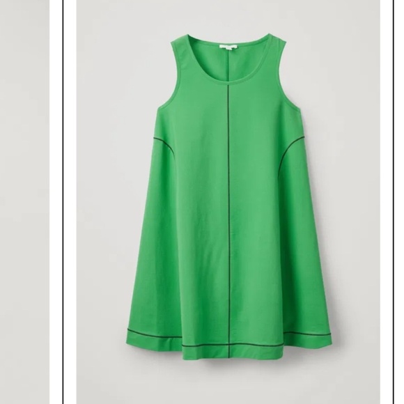 COS Mini Dress With Coverstitched Seams Apple Green Blokettecore Sz S Oversized - Picture 2 of 13